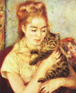 Pierre Renoir Woman with a Cat Germany oil painting art